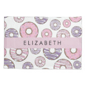 ピンクのドーナツ，紫のドーナツ，ふりかけ，あなたの名前 枕カバー (裏面)