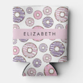 ピンクのドーナツ,紫のドーナツ,ふりかけ,あなたの名前 缶クーラー (正面)