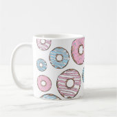 ピンクのドーナツ，青のドーナツ，ふりかけ，あなたの名前 コーヒーマグカップ (左)
