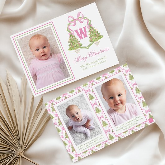 ピンクのナッツクラッカー クリスマス ツリー モノグラム クレスト