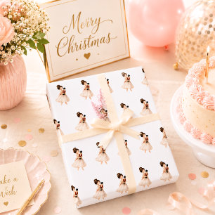 ピンクのナッツクラッカー バレリーナ クリスマス ラッピングペーパー