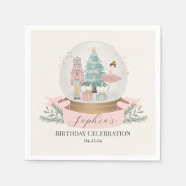 ピンクのナツクラッカーのクリスマスバースデーパーティーの食器 スタンダードカクテルナプキン