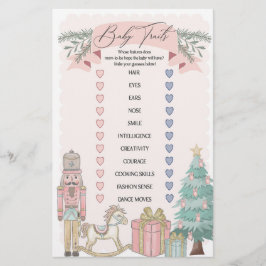 ピンクのナツクラッカーのクリスマスベビーの特徴シャワーゲーム