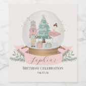 ピンクのナツクラッカーのクリスマスベビーシャワー食器 ワインラベル (シングルラベル)
