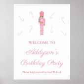 ピンクのナツクラッカーキャンディーキャンバースデーパーティーへようこそ ポスター (正面)