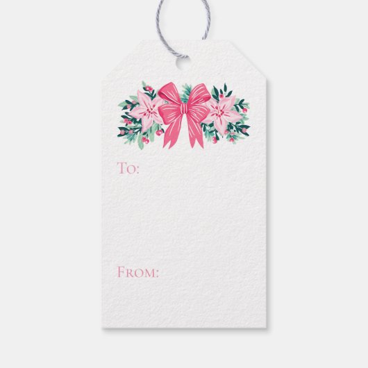 ピンクのナツクラッカークリスマスギフトタグ、ピンク名門私立校風の色 ギフトタグ (裏面)