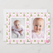 ピンクのナツクラッカークリスマスツリーモノグラムクレスト シーズンカード (裏面)