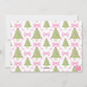 ピンクのナツクラッカークリスマスツリーモノグラムクレスト シーズンカード (裏面)