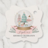 ピンクのナツクラッカークリスマスバースデーパーティーメッセージカード フェイバータグ (裏面)