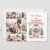 ピンクのナツクラッカークリスマス9写真ワンダーランド シーズンカード (正面)
