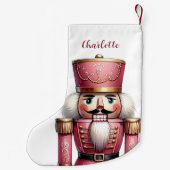 ピンクのナツクラッカー兵士の女の子の名前 スモールクリスマスストッキング (裏面)