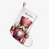 ピンクのナツクラッカー兵士の女の子の名前 スモールクリスマスストッキング (正面 (吊り時))