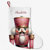 ピンクのナツクラッカー兵士の女の子の名前 スモールクリスマスストッキング (正面)