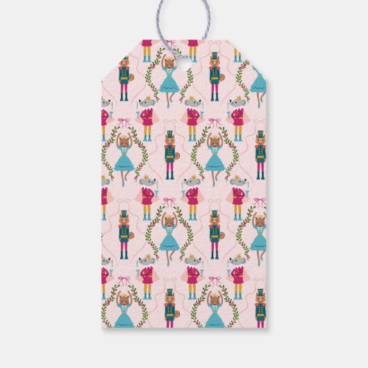 ピンクのナツクラッカー動物メリークリスマス ギフトタグ (裏面)