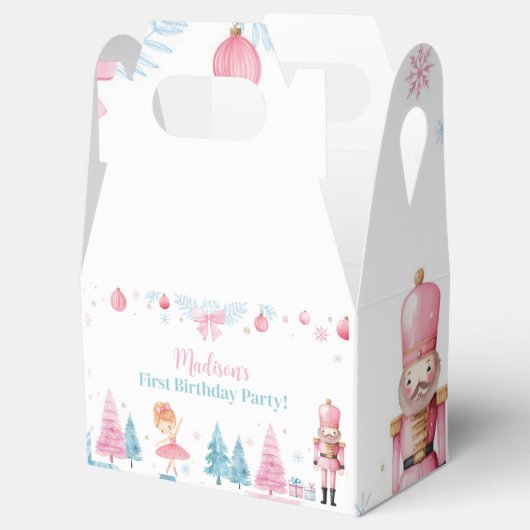 ピンクのナツクラッカー妖精の誕生日パーティーのお願いボックス フェイバーボックス (オープン)