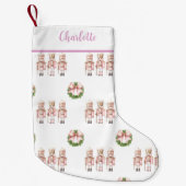 ピンクのナツクラッカー懐かしい スモールクリスマスストッキング (正面)