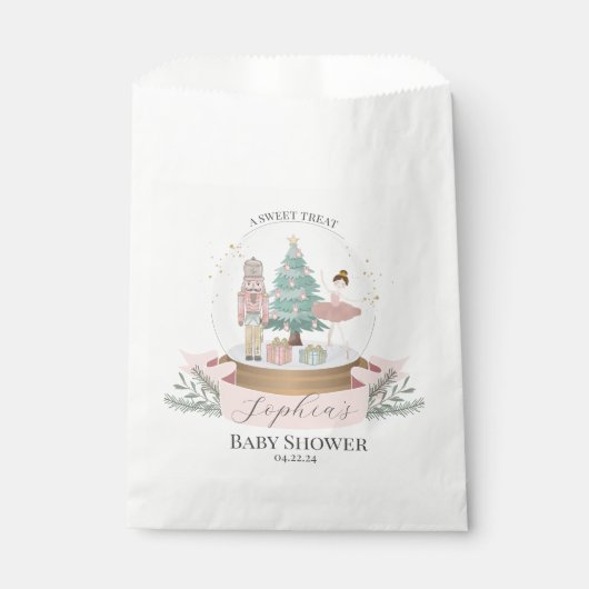 ピンクのナツクラッカー赤ちゃんシャワーはクッキーの治療を好む フェイバーバッグ (正面)