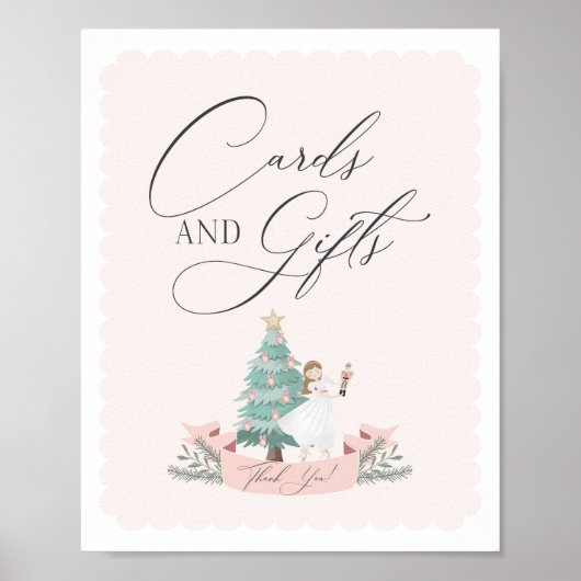 ピンクのナツクラッカー赤ちゃんシャワーカードとギフトのサイン ポスター (正面)