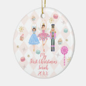 ピンクのナツクラッカー1stクリスマスオーナメント セラミックオーナメント (左)