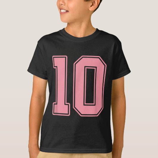 ピンクのナンバー10ジャージ選手ユニフォーム #10 Tシャツ (正面)