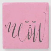 ピンクのニャーネコ ストーンコースター (正面)