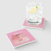 ピンクのニャーネコ ストーンコースター (横)