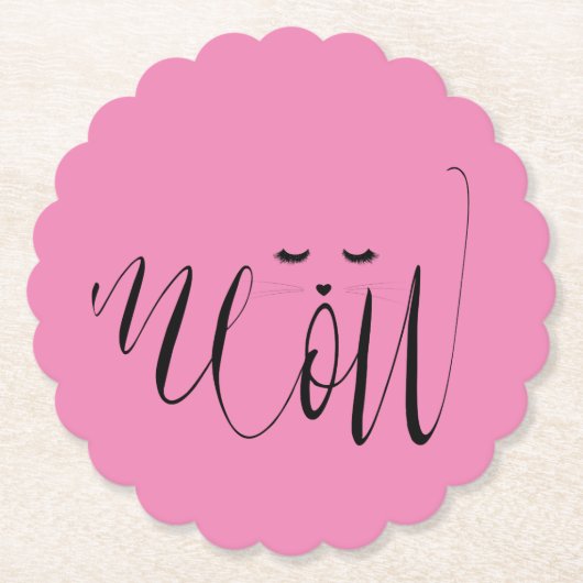 ピンクのニャーネコ ペーパーコースター (正面)