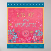 ピンクのニューインスパイアデイの引用文フローラのインスピレーション ポスター (正面)