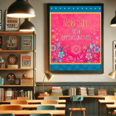 ピンクのニューインスパイアデイの引用文フローラのインスピレーション ポスター