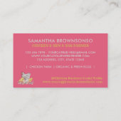 ピンクのニワトリの雌の卵のファームハウス 名刺 (裏面)