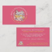 ピンクのニワトリの雌の卵の農家 名刺 (正面/裏面)