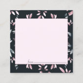 ピンクのネイビーエレガントソフトウォーター色の日付ナイトカード スクエア名刺 (裏面)