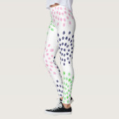 ピンクのネイビーグリーン花模様の水色 レギンス (左)