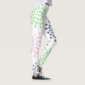 ピンクのネイビーグリーン花模様の水色 レギンス (右)