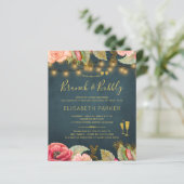 ピンクのネイビーバラブランチとバブリーBUDGET招待状 (スタンド正面)