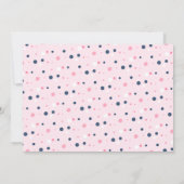 ピンクのネイビーブルーエスニックガール航海のベビーシャワー 招待状 (裏面)