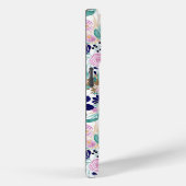 ピンクのネイビーブルー金ゴールド水彩花パターン Case-Mate iPhoneケース (裏面 / 右)