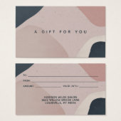 ピンクのネイビーモダンブルー抽象芸術形状ギフトカード (正面&裏面)