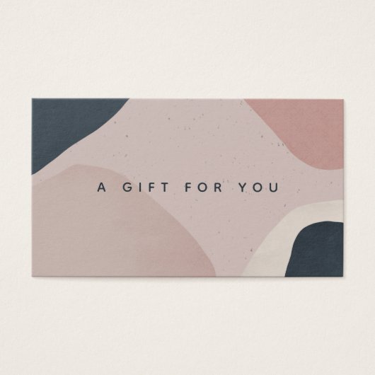 ピンクのネイビーモダンブルー抽象芸術形状ギフトカード (正面)