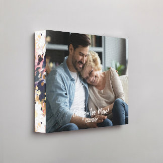 ピンクのネイビー抽象芸術フローラルパターンエッジ写真 キャンバスプリント