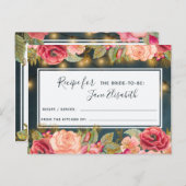 ピンクのネイビー金ゴールドロマンチックな花嫁になるレシピカード ポストカード (正面/裏面)