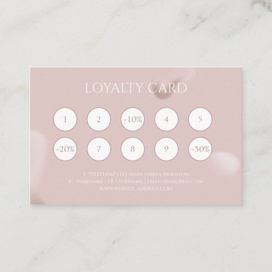 ピンクのネイルアーティストマーケティングクライアントの報酬 ロイヤリティカード (裏面)