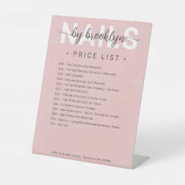 ピンクのネイルサロン価格表メニュー 台座サイン