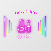 ピンクのネオンがおしゃれなトレンディなグローにインスパイアされたネイルスタジオバー ウィンドウサイン (シート)