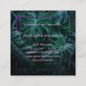 ピンクのネオンの熱帯まつげビジネス スクエア名刺 (裏面)