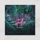 ピンクのネオンの熱帯まつげビジネス スクエア名刺 (正面)