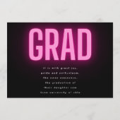 ピンクのネオンエレガントオンブル卒業写真パーティー招待状 招待状 (裏面)