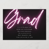 ピンクのネオンエレガントラグラデーションッド写真パーティー 招待状 (裏面)