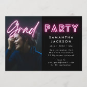 ピンクのネオンエレガントラグラデーションッド写真パーティー 招待状 (正面)