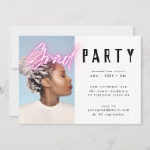 ピンクのネオンエレガントラグラデーションッド写真パーティー 招待状 (正面)